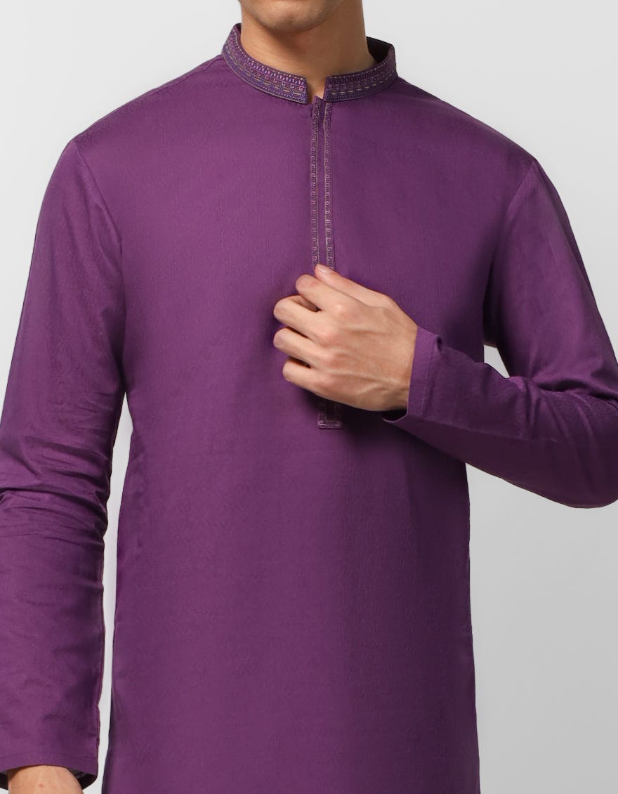 PURPLE COTTON SEMI-FORMAL KURTA