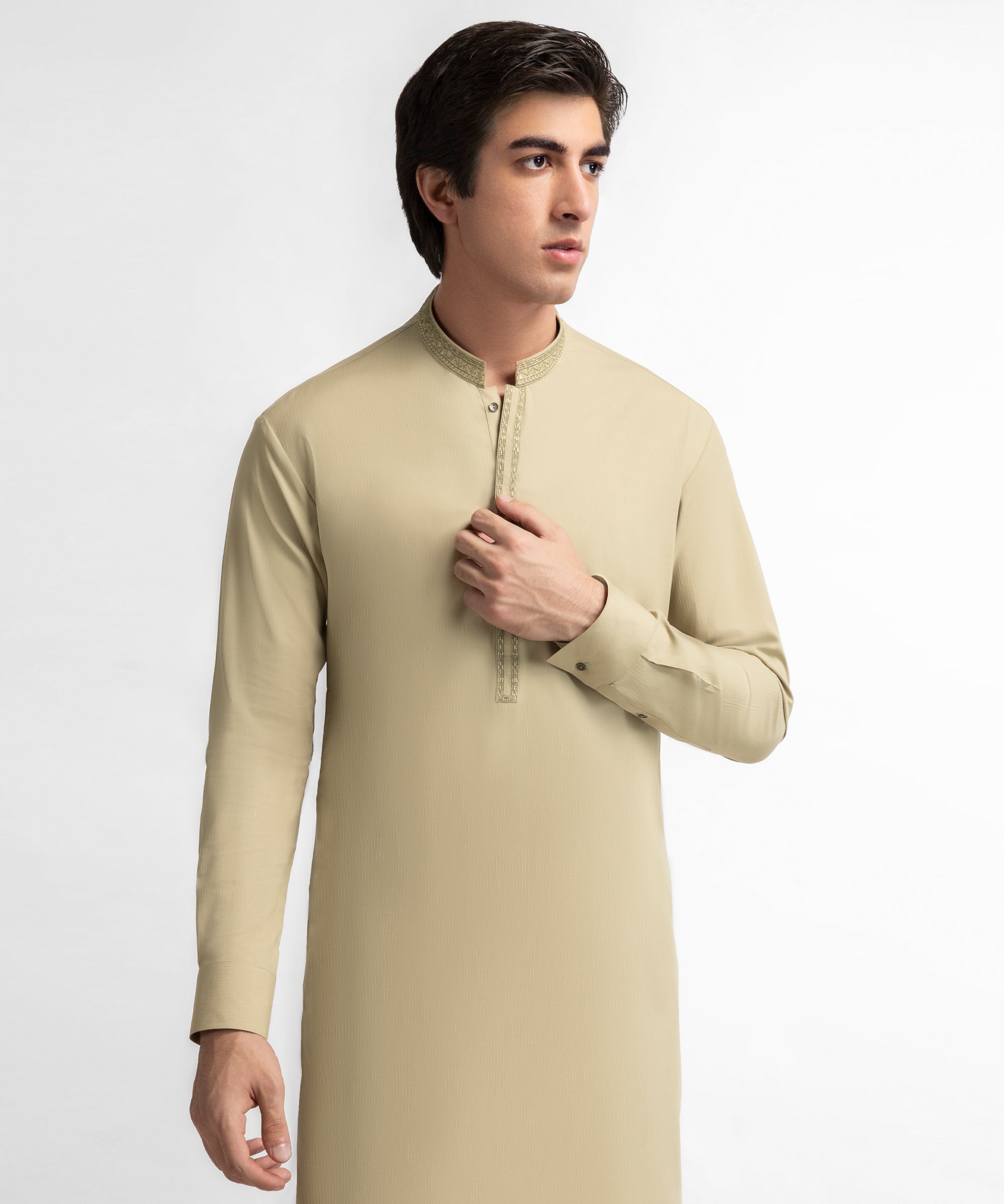 Pastel Olive Semi-Formal Kameez Shalwar