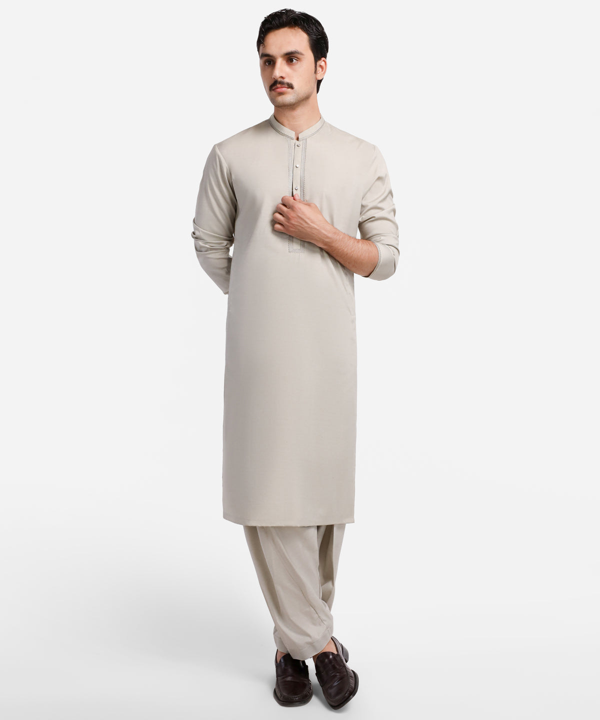 Fawn Semi-Formal Kameez Shalwar