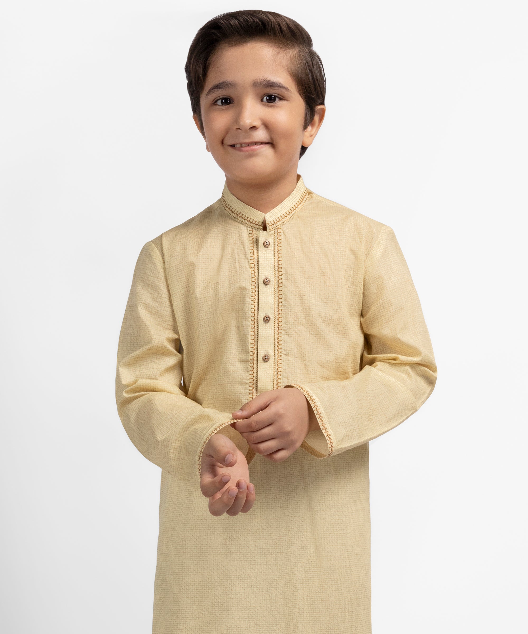 Yellow Cotton Semi-Formal Kurta