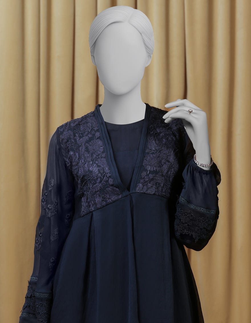 BLUE CHIFFON EMBROIDERED CO-ORD SET