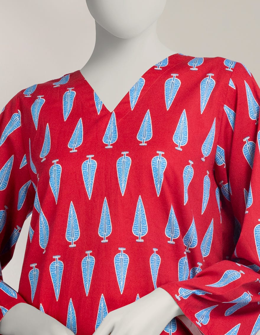 RED CAMBRIC PRINTED CO-ORD SET