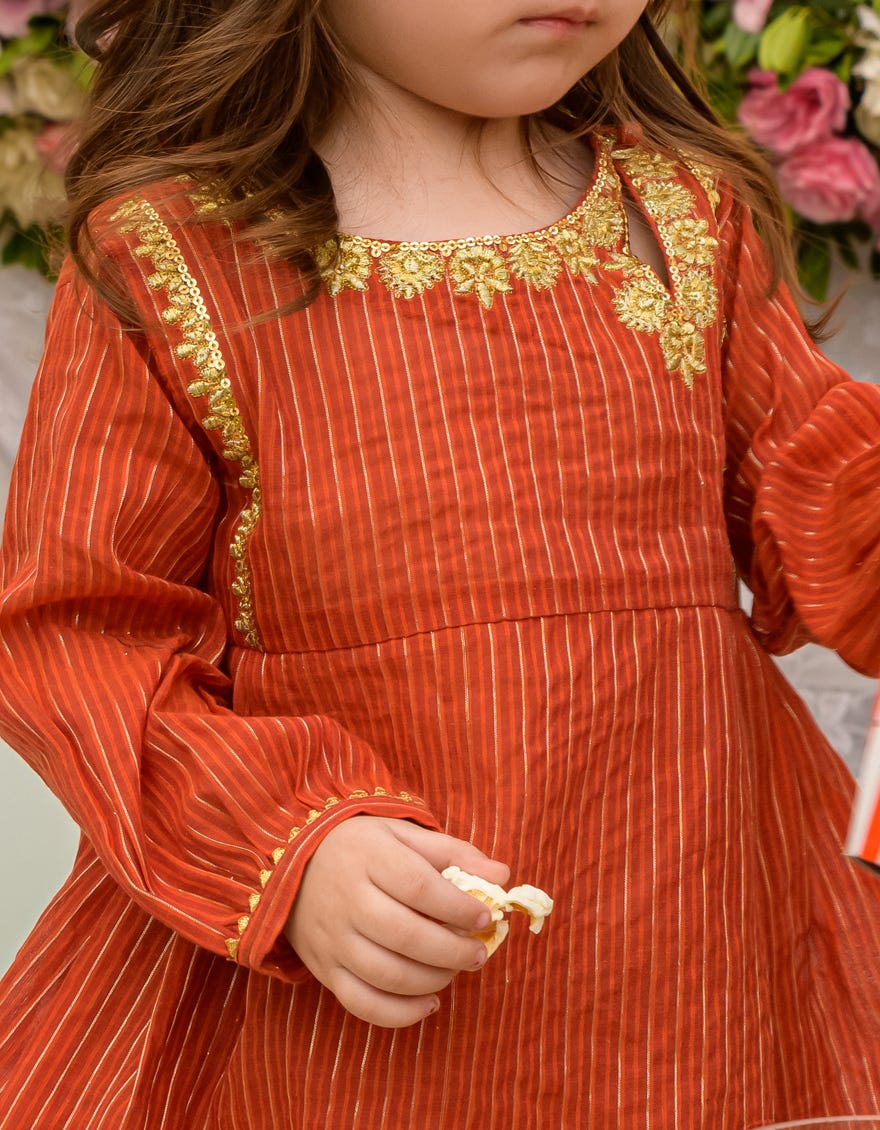 RUST ZARI GIRL STITCHED | JIK-S-JGIN-23-041