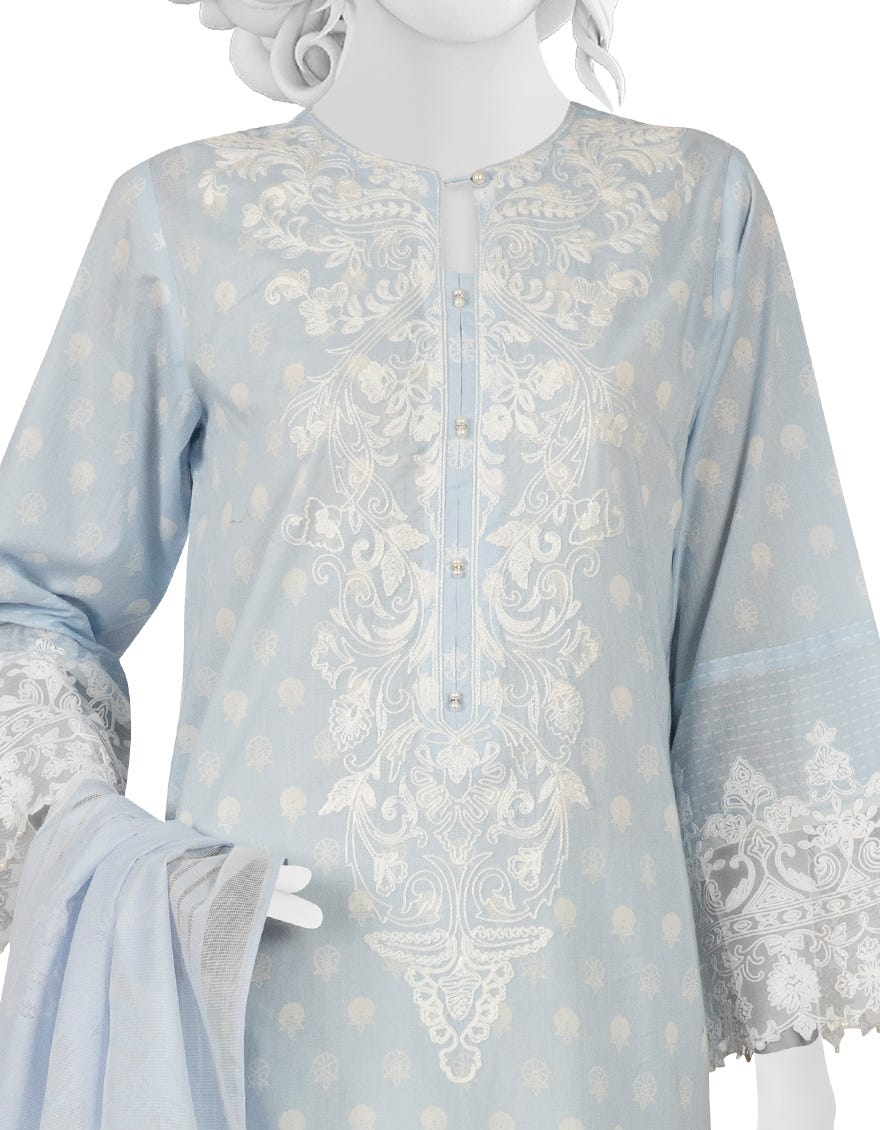 SKY BLUE LAWN UNSTITCHED 3PC | JLAWN-S-23-053 ZEYNEL