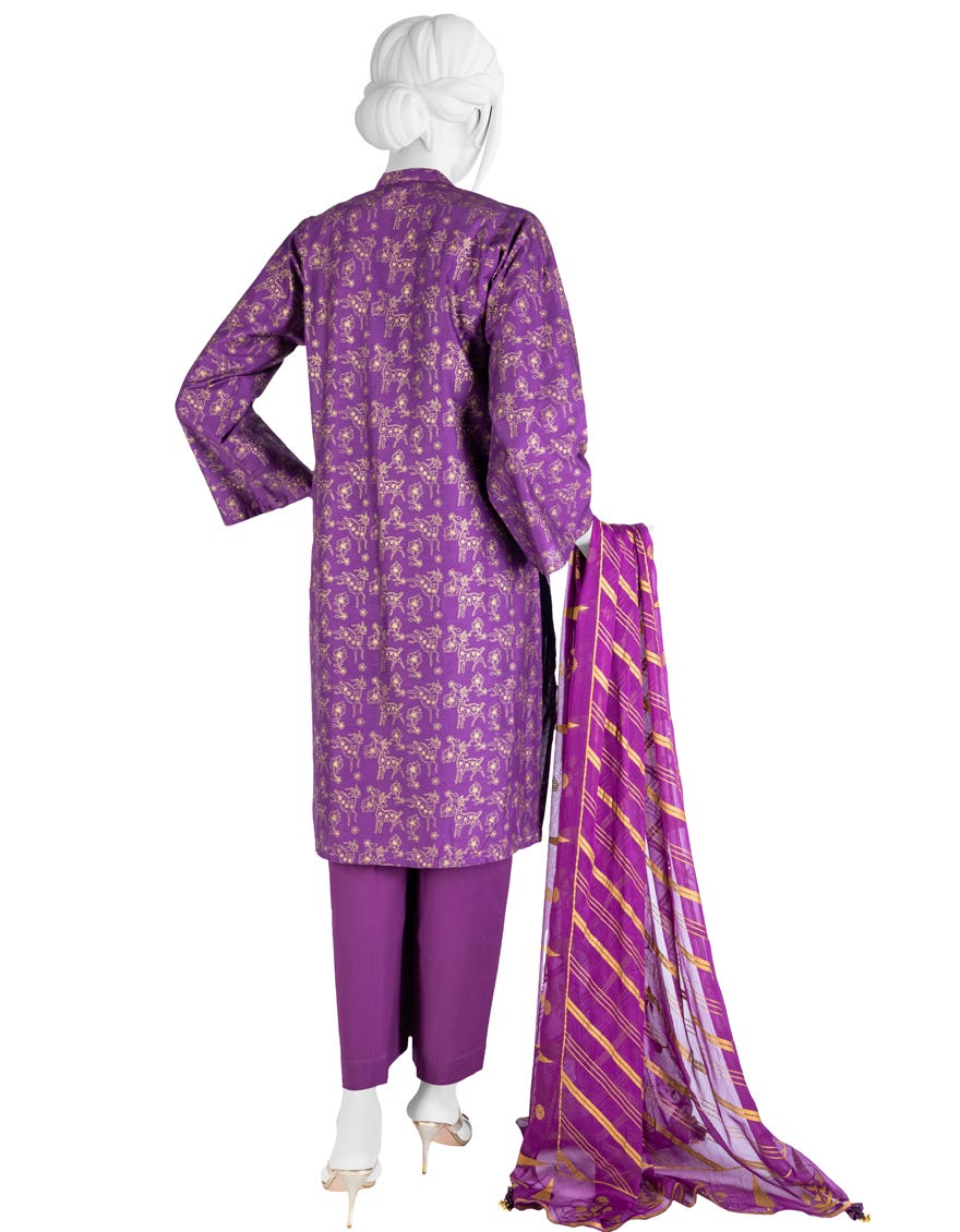 PURPLE LAWN UNSTITCHED 2PC | JLAWN-S-JDS-23-1056