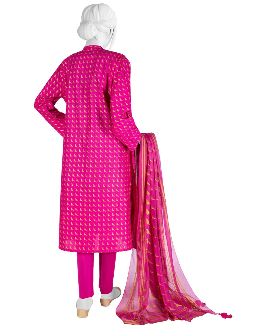 PINK LAWN UNSTITCHED 2PC | JLAWN-S-JDS-23-1059