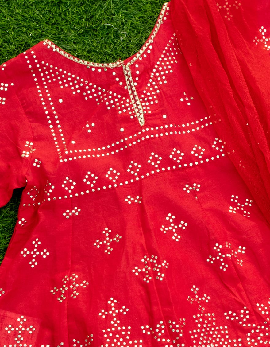 RED DYED INFANT GIRL STITCHED | JIK-S-JGKL-23-1569