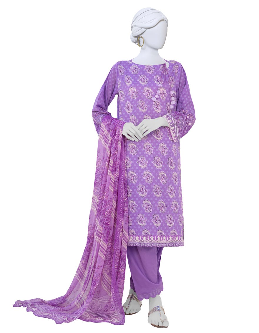 strapless open back dress Luxury Schiffli Embroidered Purple Lawn Dress with Digital Print Bana Dora  Dupatta – Best Price Online in Pakistan main image 0
