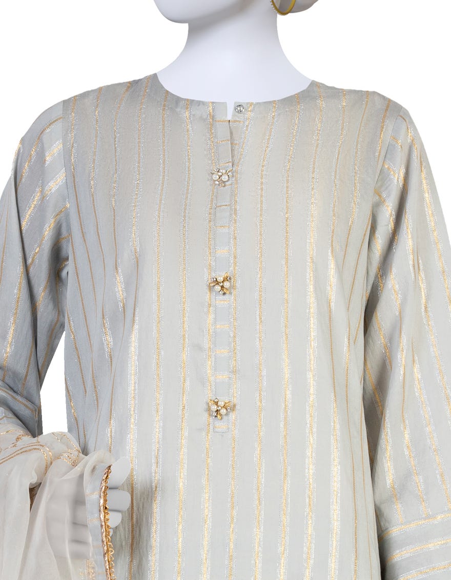 GREY LAWN UNSTITCHED 3PC | JLAWN-S-23-279