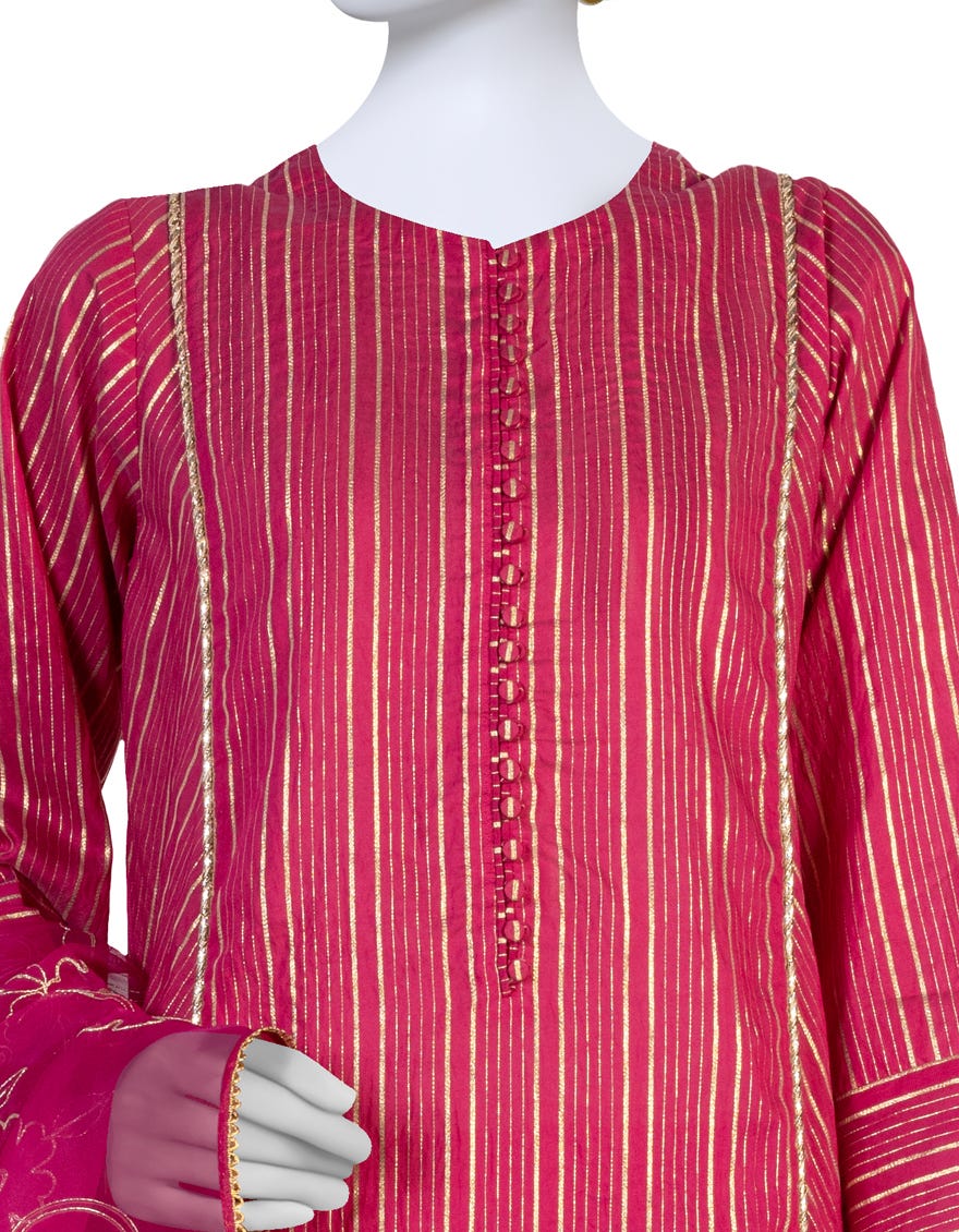 PINK LAWN UNSTITCHED 3PC | JLAWN-S-23-280