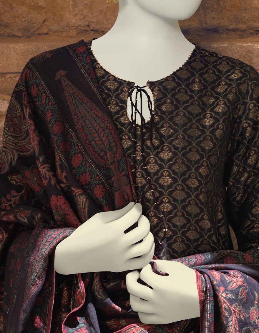 BLACK-GOLD LAWN UNSTITCHED 3PC | JLAWN-S-23-326