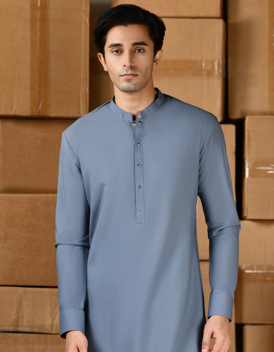 PIGEON BLUE BLENDED KAMEEZ SHALWAR | JTKS-S-46423