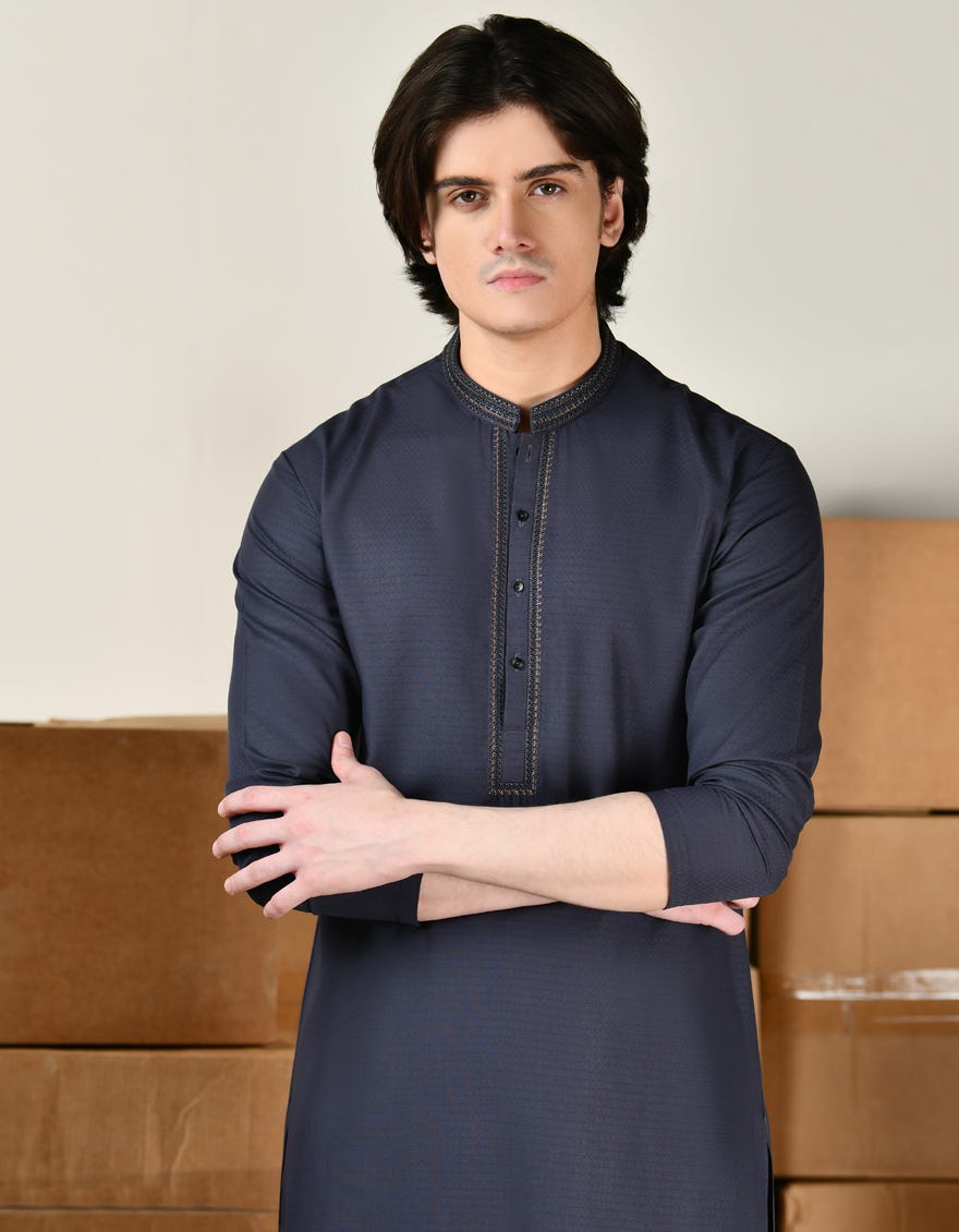 BLUE GREY BLENDED KAMEEZ SHALWAR | JTKS-S-39142