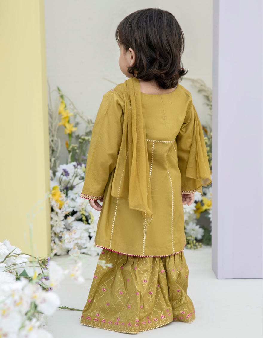 OLIVE LAWN INFANT 3PC STITCHED | JGK-S-24-1935