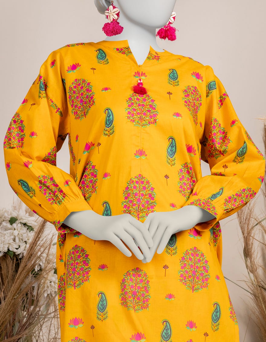 YELLOW LIMINAL PRINTED KURTI | JJLK-S-JPWS-24-3000