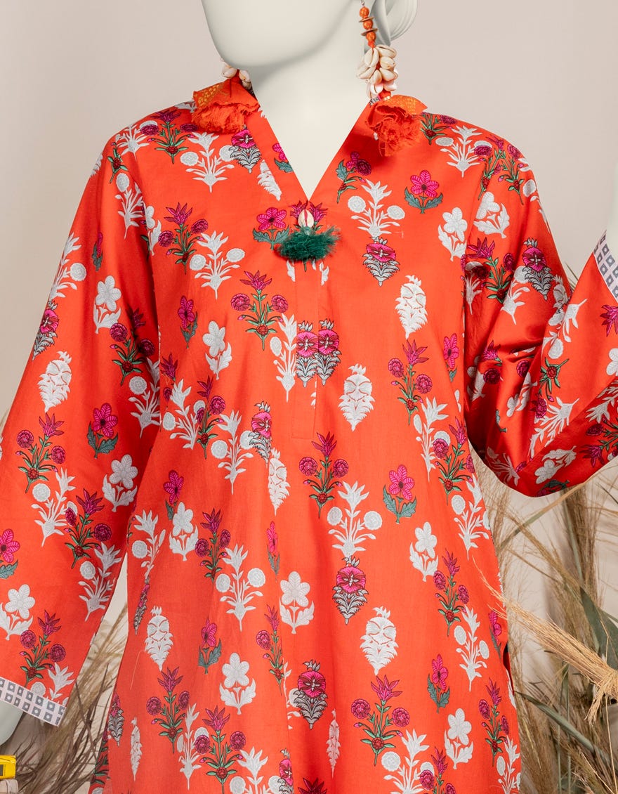 ORANGE LIMINAL PRINTED KURTI | JJLK-S-JPWS-24-3003