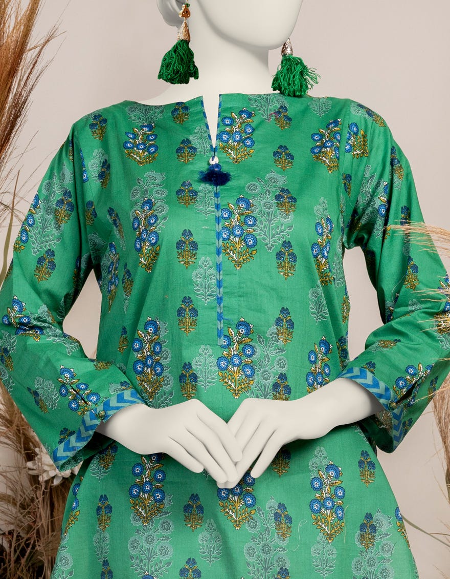 GREEN LIMINAL PRINTED KURTI | JJLK-S-JPWS-24-3005