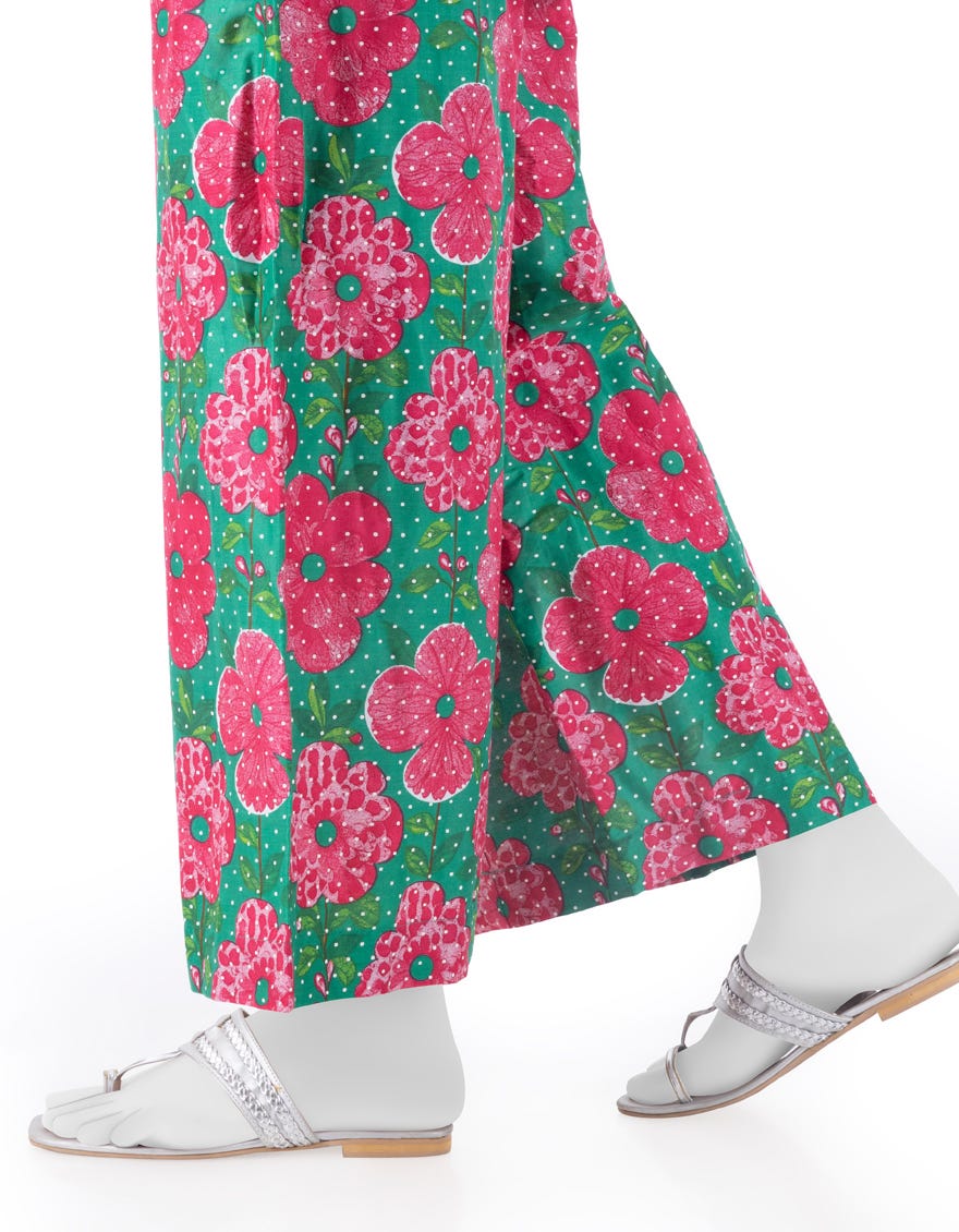 GREEN CAMBRIC PRINTED TROUSERS | JJLT-W-24-3056