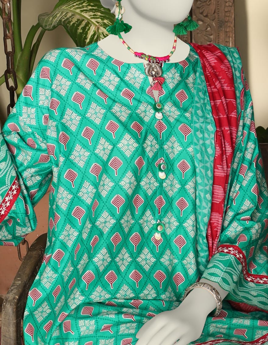 MULTICOLOR LAWN UNSTITCHED 3PC | JLAWN-S-24-567