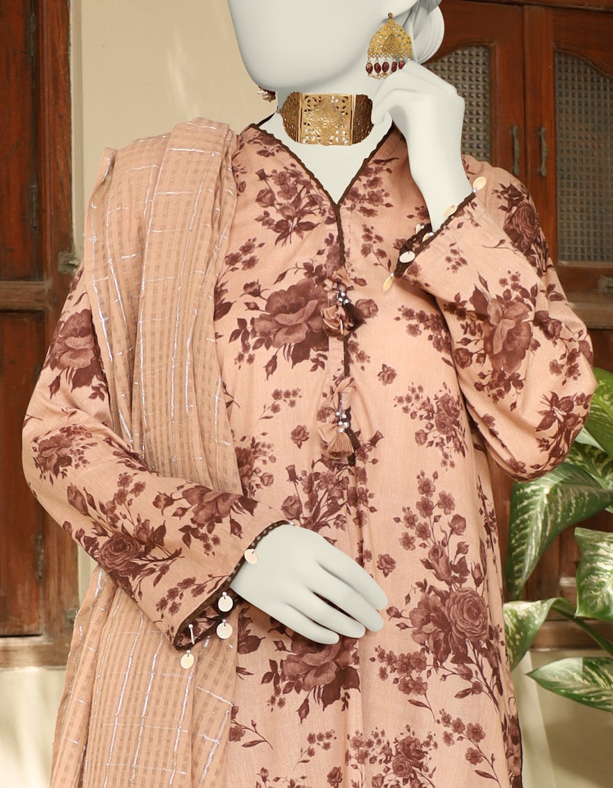 MULTICOLOR LAWN UNSTITCHED 3PC | JLAWN-S-24-582