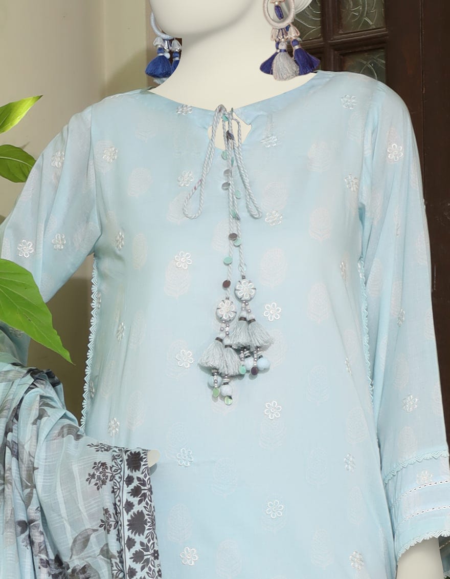 MULTICOLOR LAWN UNSTITCHED 3PC | JLAWN-S-24-602