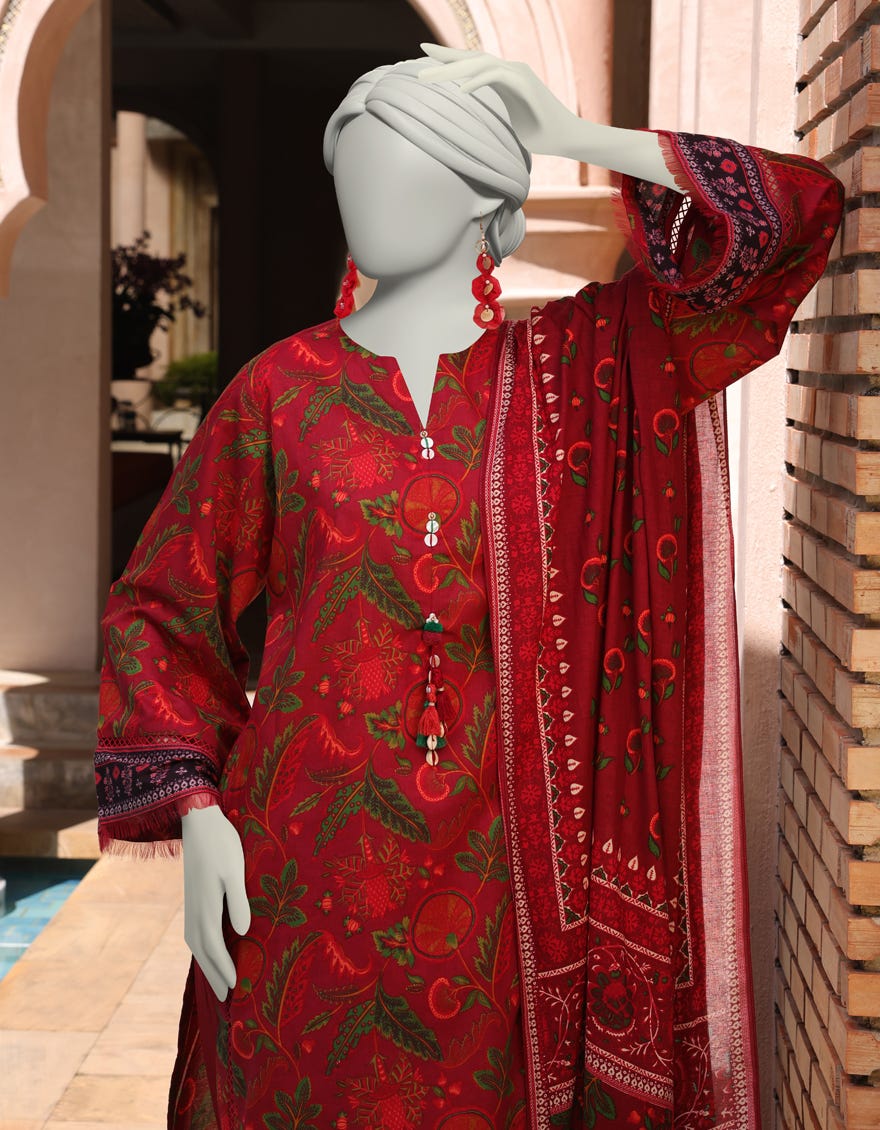 MULTICOLOR LAWN PRINTED UNSTITCHED 2PC | JLAWN-S-JDS-25-1016