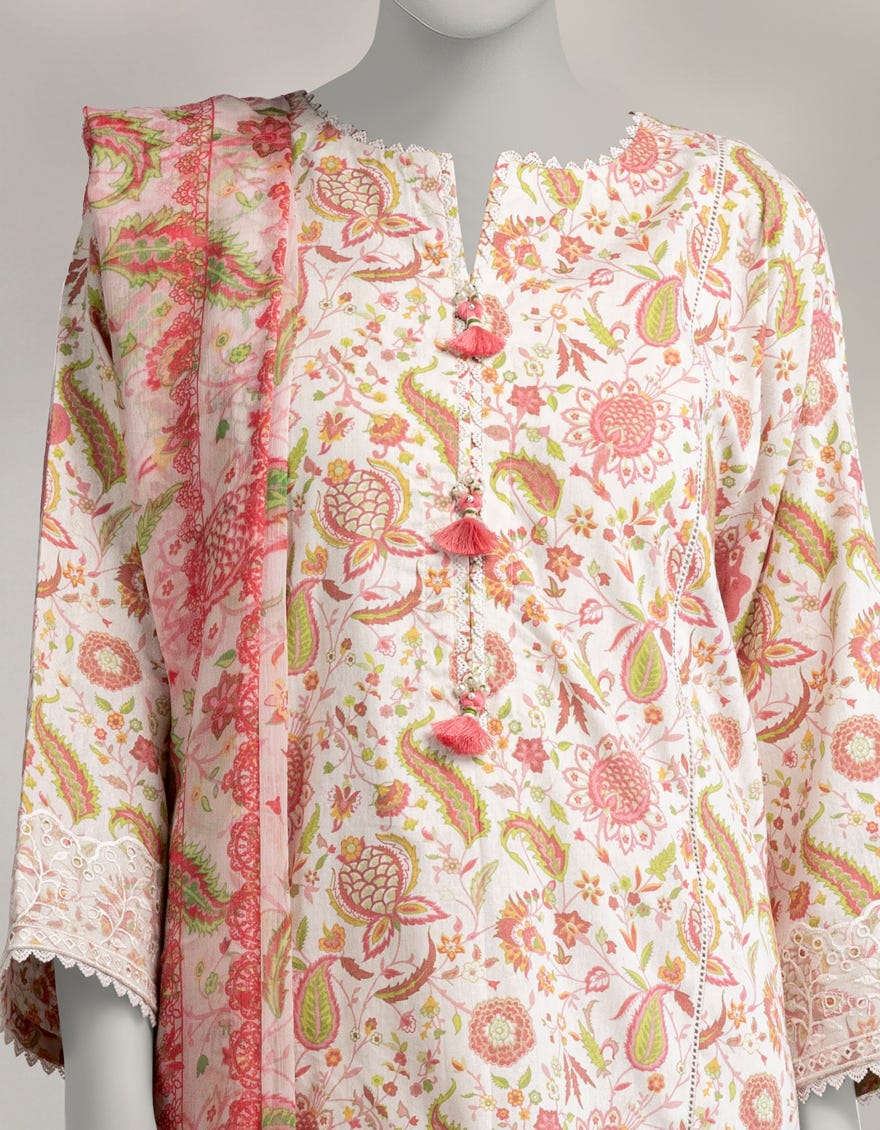 WHITE KARANDI EMBROIDERED 3PC STITCHED