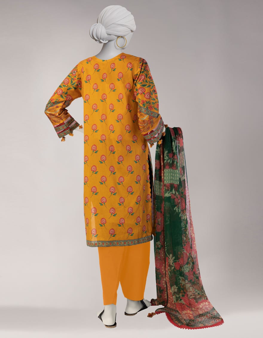 MUSTARD DIGITAL PRINTED LIMINAL UNSTITCHED 3PC