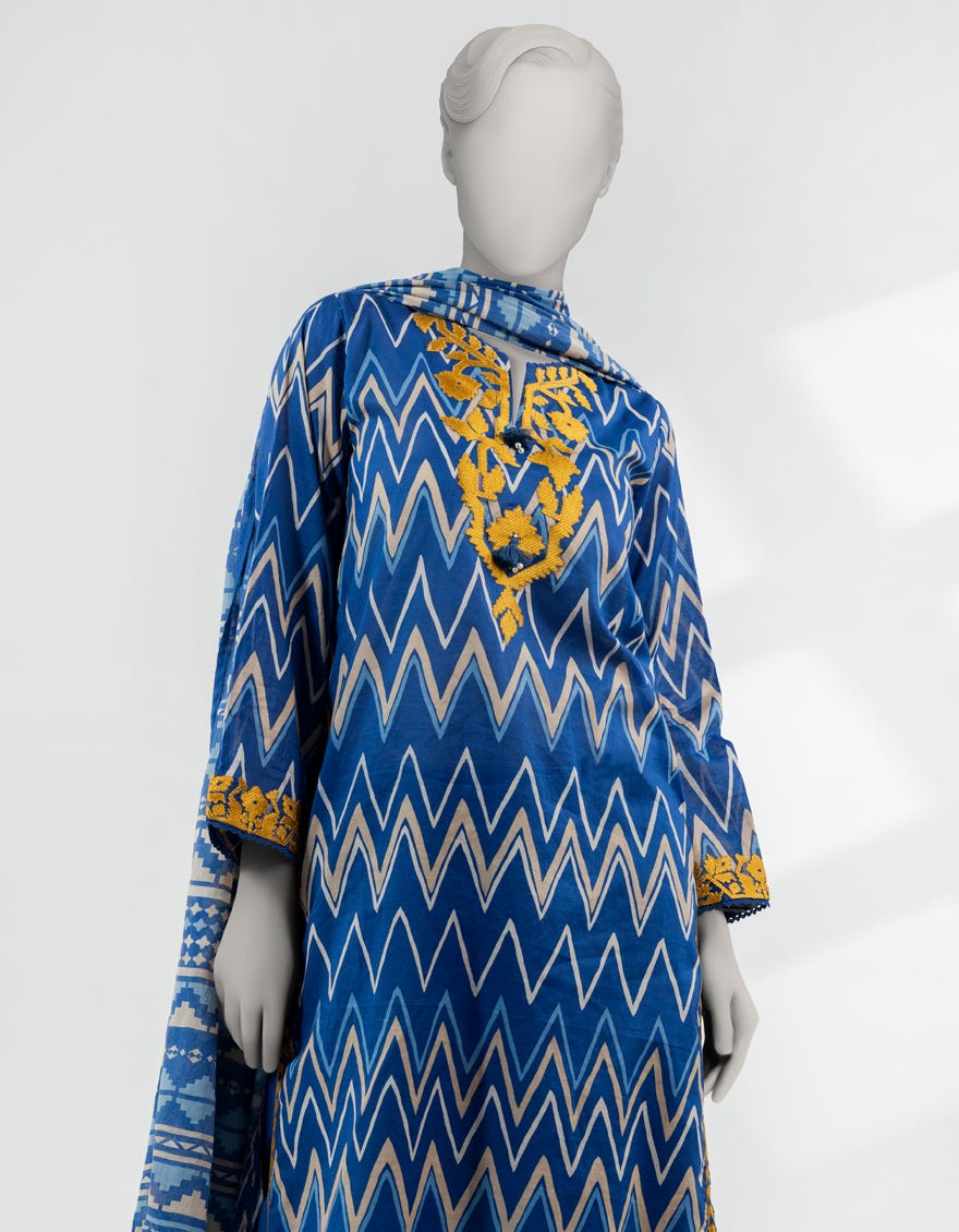 BLUE LAWN EMBROIDERED 3PC STITCHED