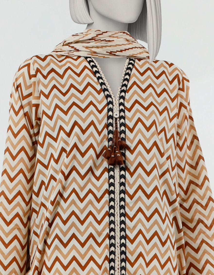 BEIGE LAWN EMBROIDERED 3PC STITCHED