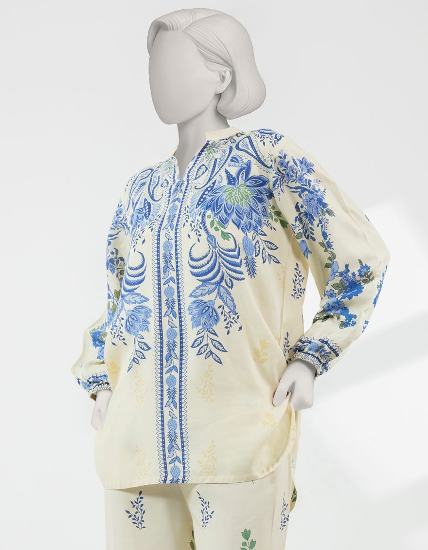 CREAM SILK DIGITAL PRINTED CO-ORD SET
