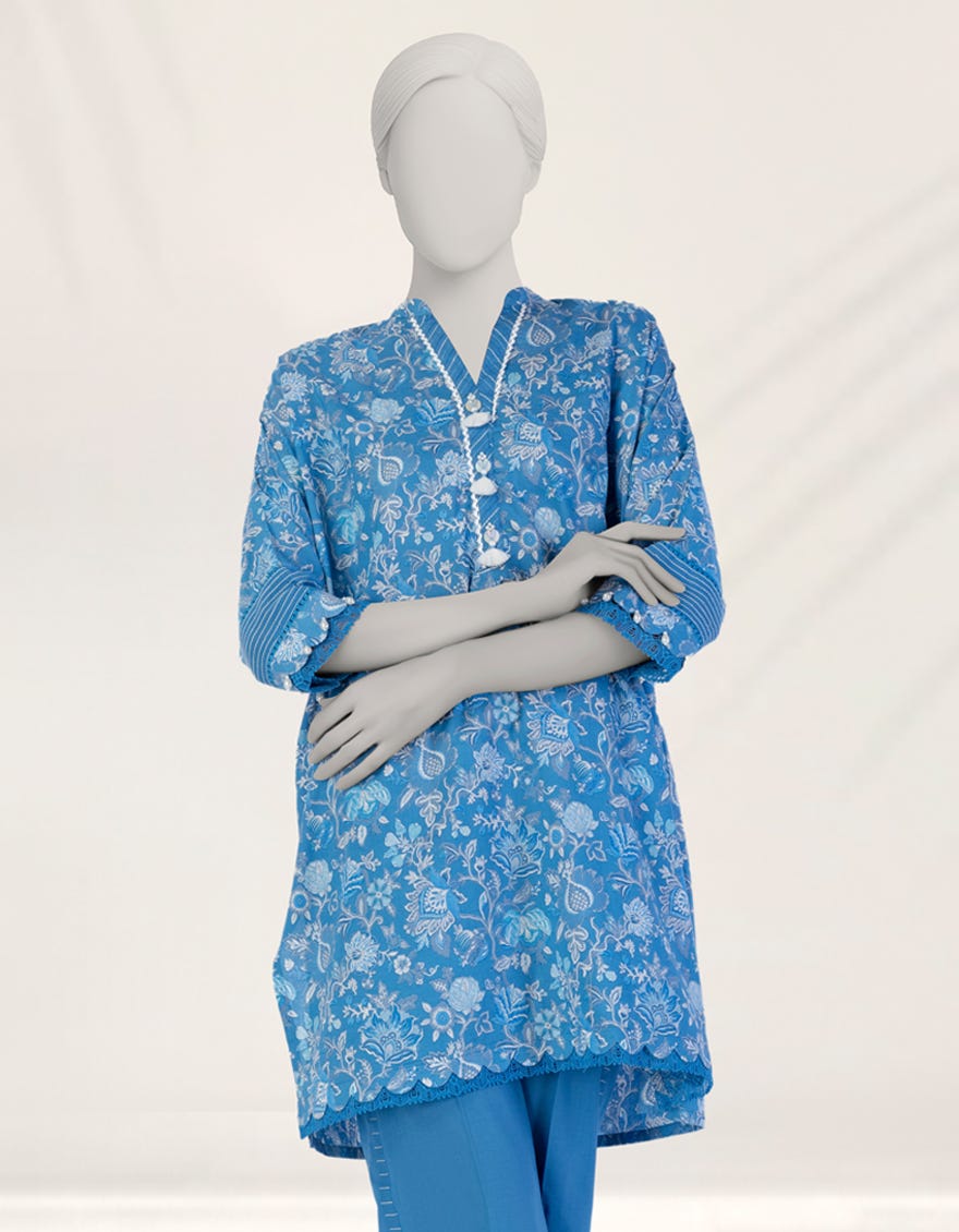 BLUE PRINTED LIMINAL UNSTITCHED 2PC