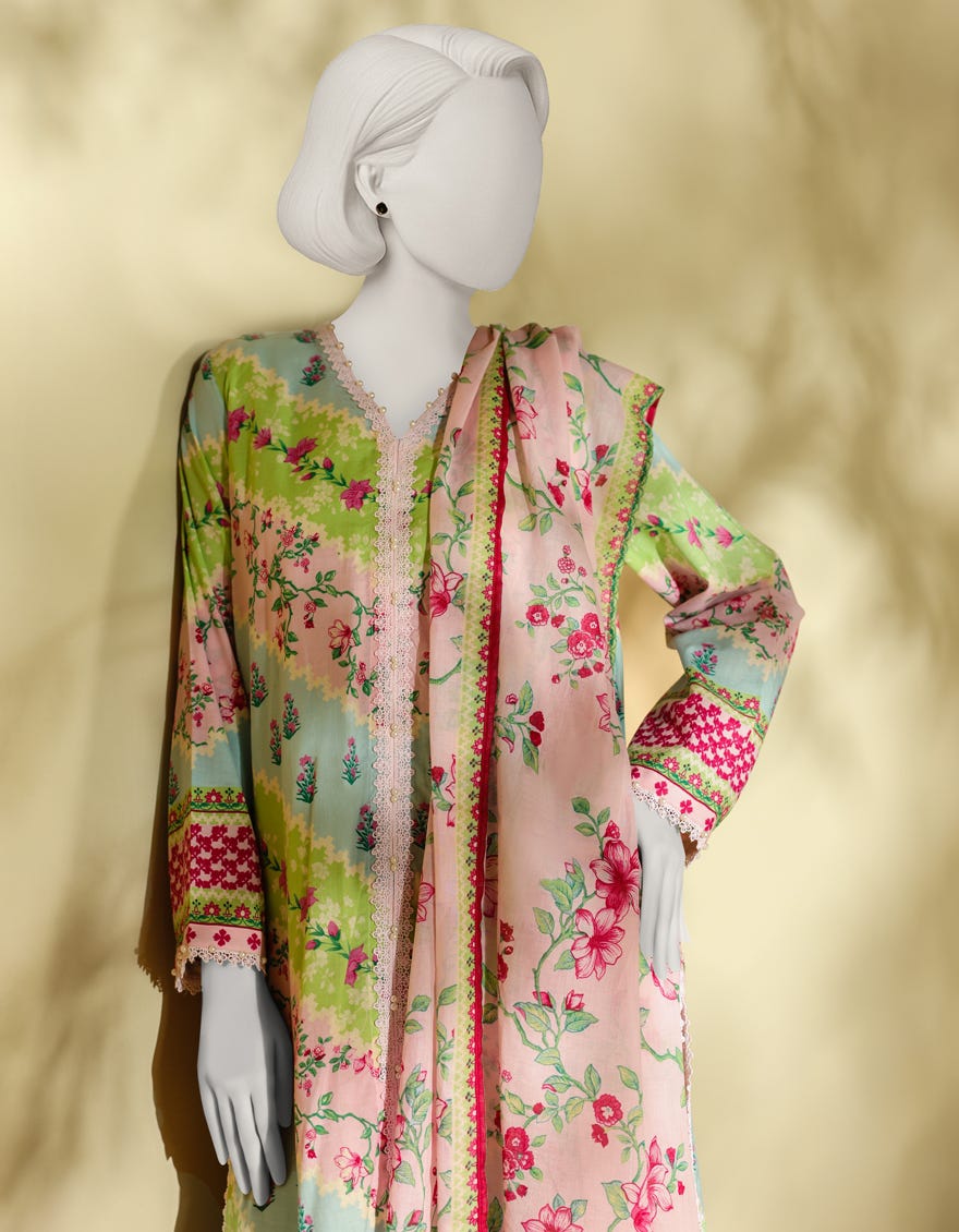MULTICOLOR LAWN PRINTED 3PC STITCHED