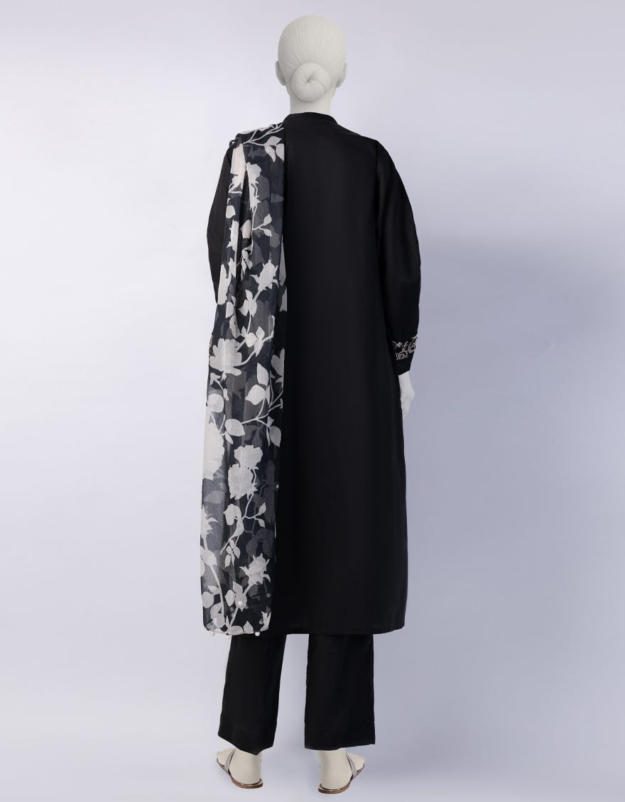 BLACK LAWN EMBROIDERED 3PC STITCHED
