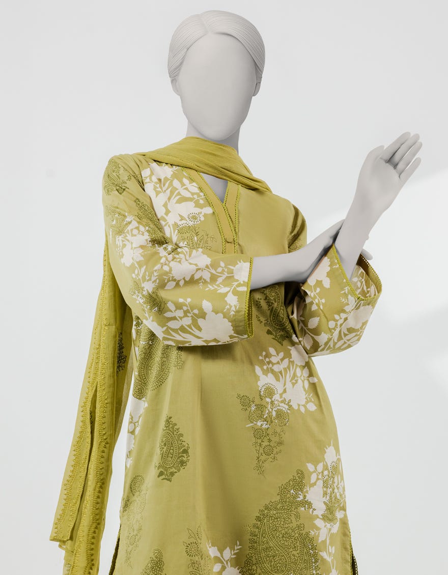 OLIVE LAWN EMBROIDERED 3PC STITCHED
