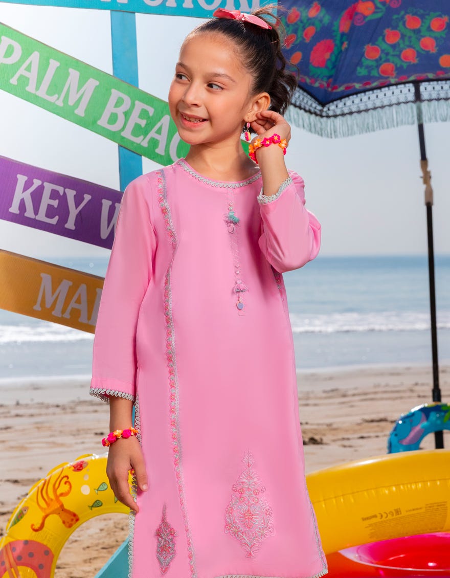 PINK LAWN EMBROIDERED KURTA