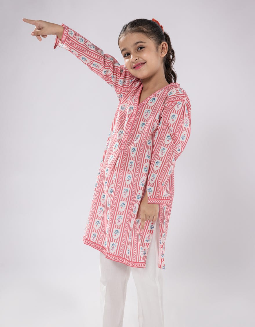 PINK LAWN PRINTED KURTA