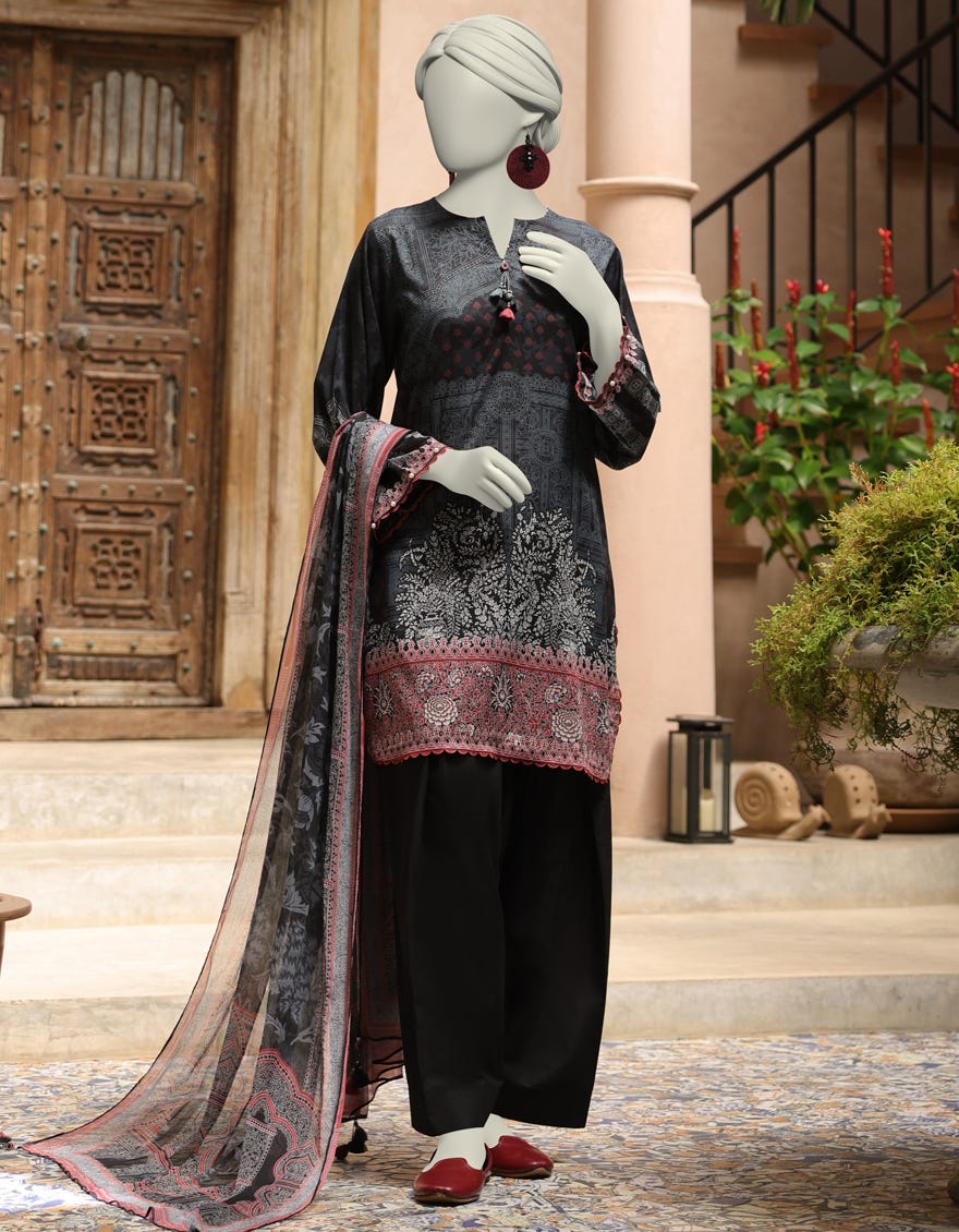 MULTICOLOR LAWN PRINTED UNSTITCHED 3PC | JLAWN-S-25-3002