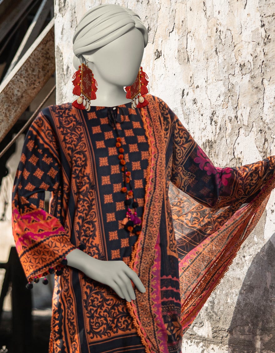MULTICOLOR LAWN PRINTED UNSTITCHED 3PC | JLAWN-S-25-3038