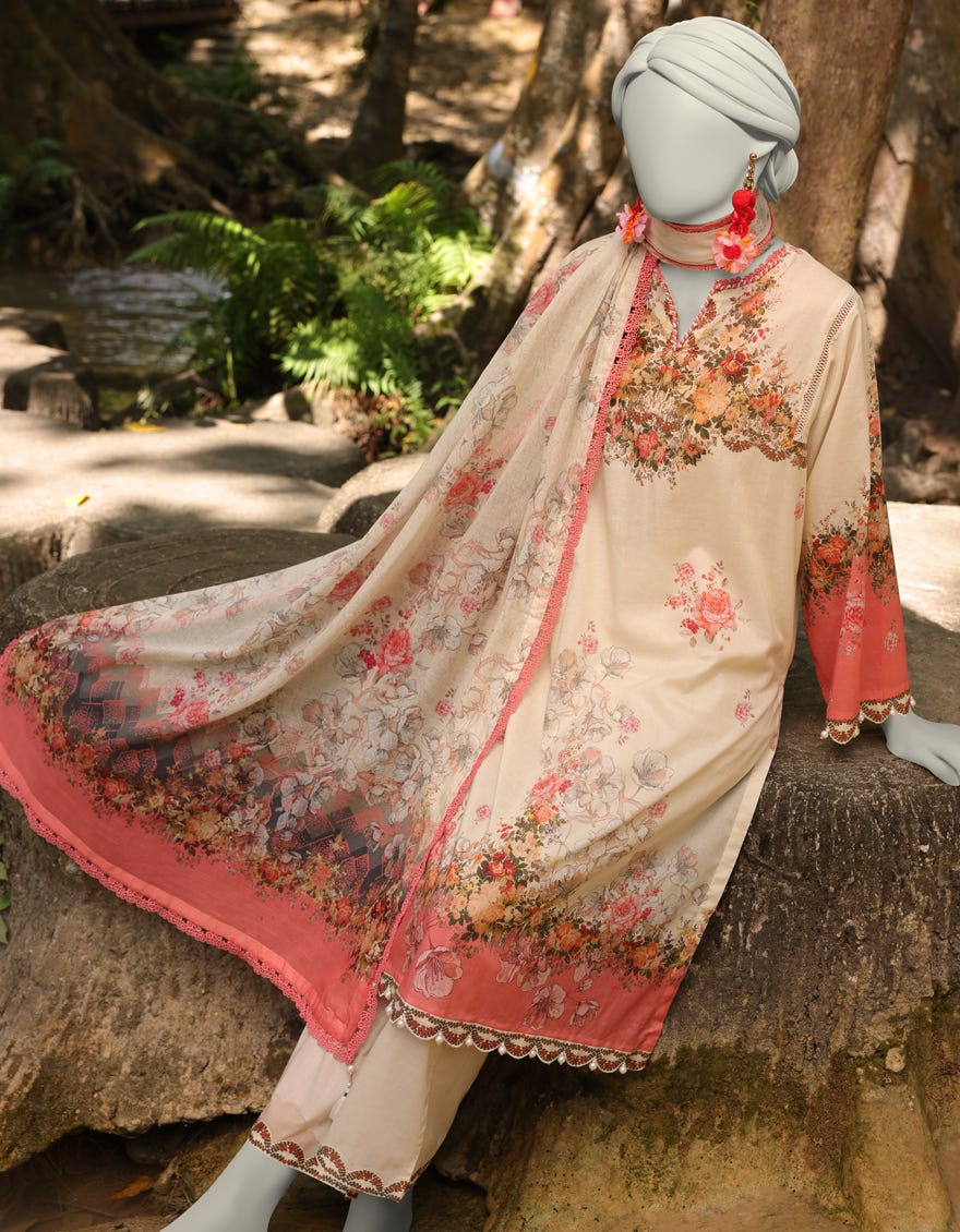 MULTICOLOR LAWN PRINTED UNSTITCHED 3PC | JLAWN-S-25-3041