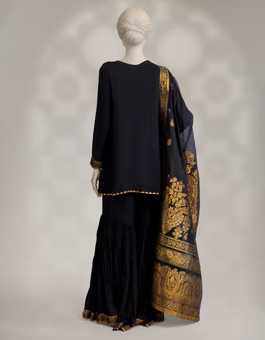 BLACK DYED MAPLE SILK 3PC STITCHED