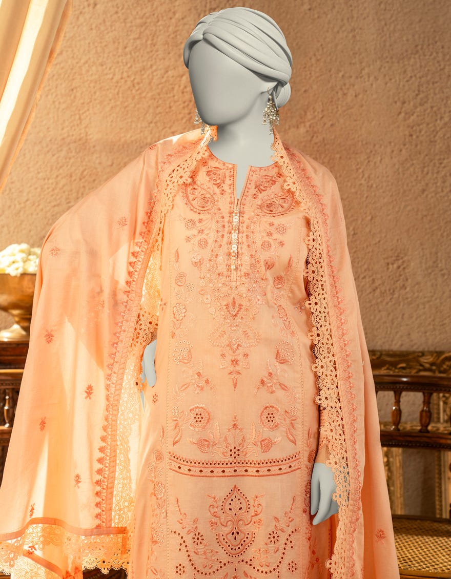 PEACH LAWN EMBROIDERED UNSTITCHED 3PC | JLAWN-S-25-3249