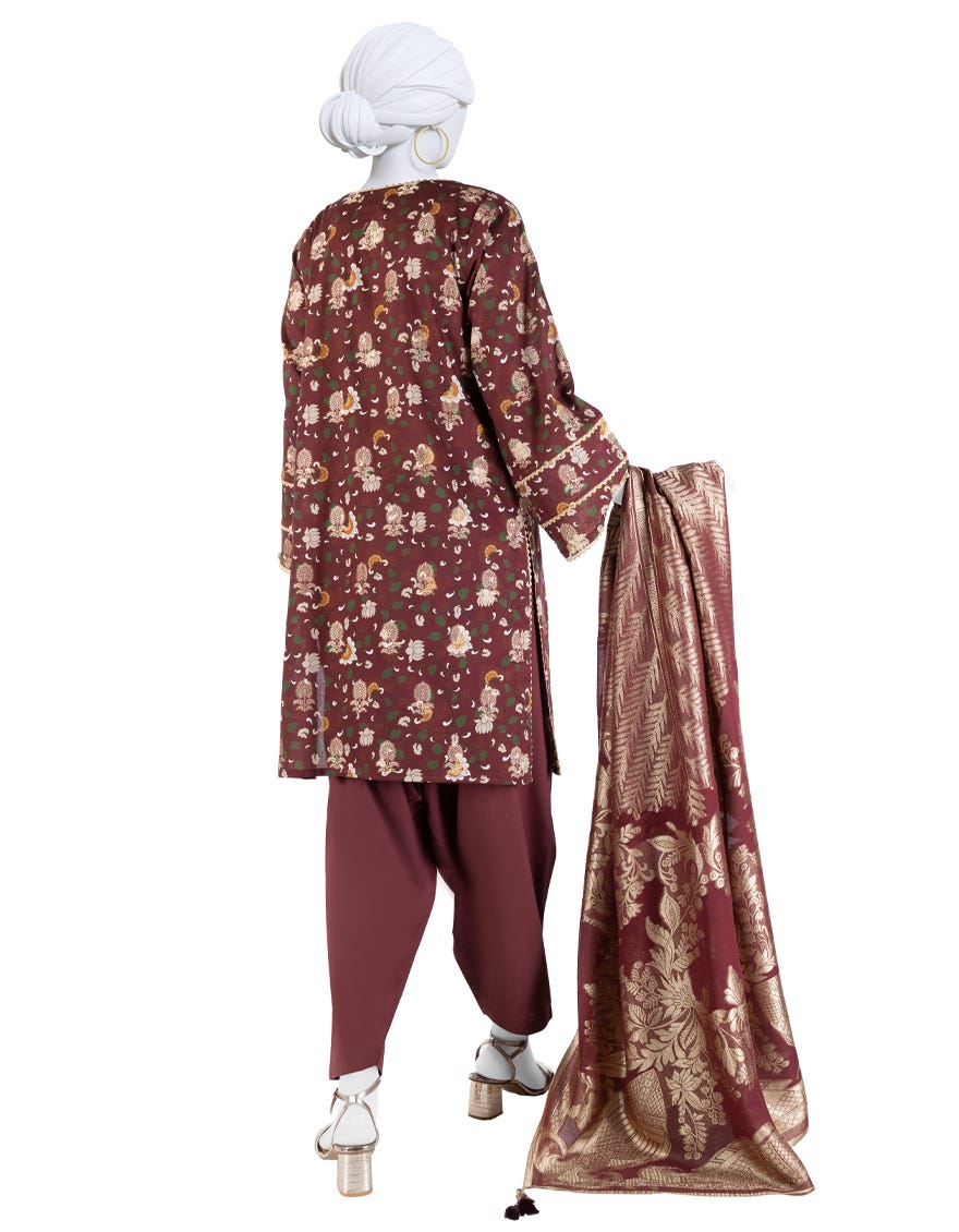 MULTICOLOR DIGITAL PRINTED JACQUARD UNSTITCHED 3PC