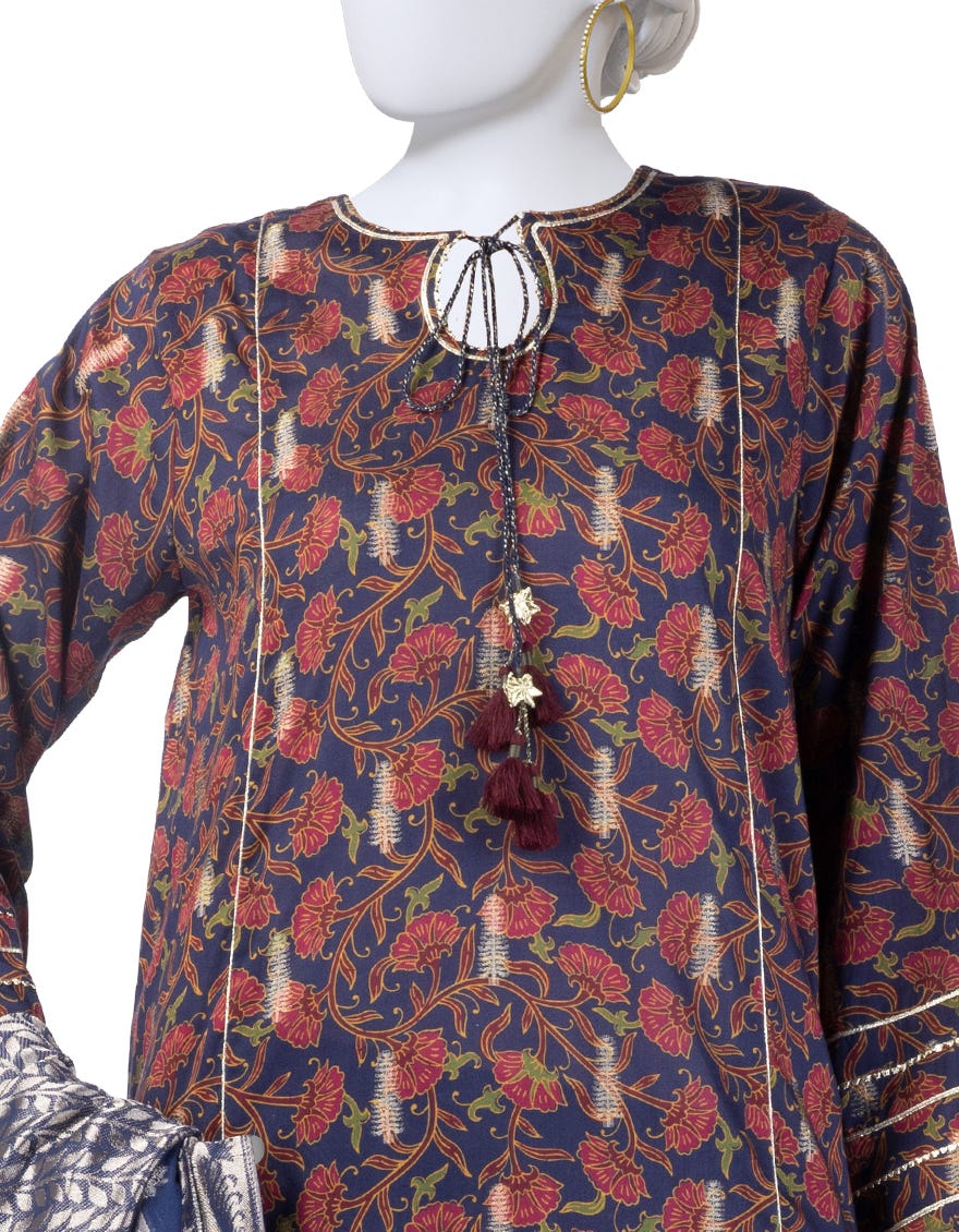 BLUE DIGITAL PRINTED JACQUARD UNSTITCHED 3PC