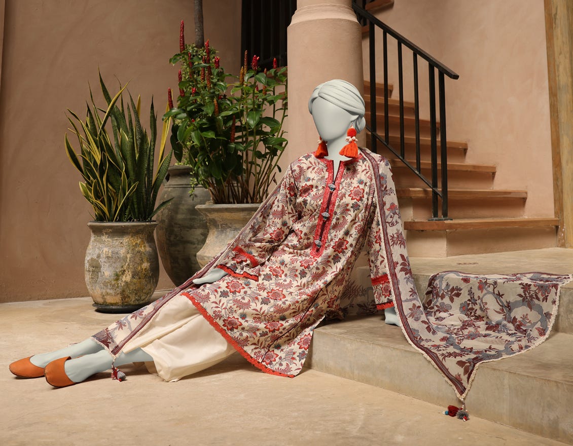 MULTICOLOR LAWN EMBROIDERED UNSTITCHED 3PC | JLAWN-S-25-3296-A