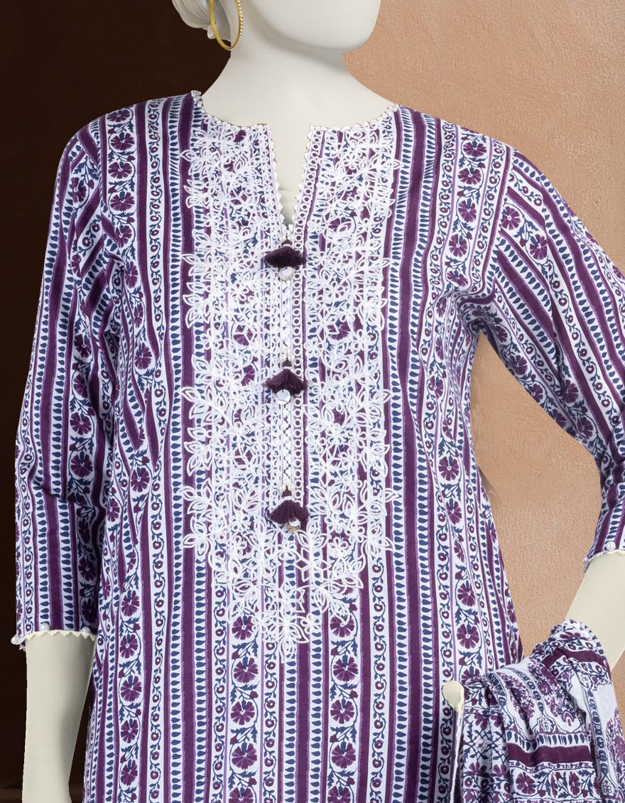 MULTICOLOR LAWN EMBROIDERED UNSTITCHED 3PC | JLAWN-S-25-3299-B