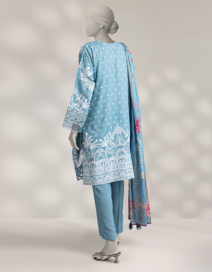 GREEN MAPLE SILK EMBROIDERED 3PC STITCHED