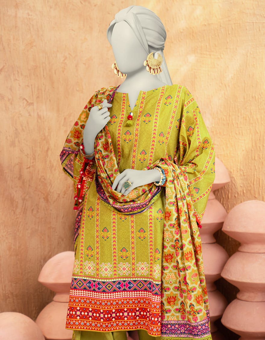 GREEN LAWN PRINTED UNSTITCHED 3PC