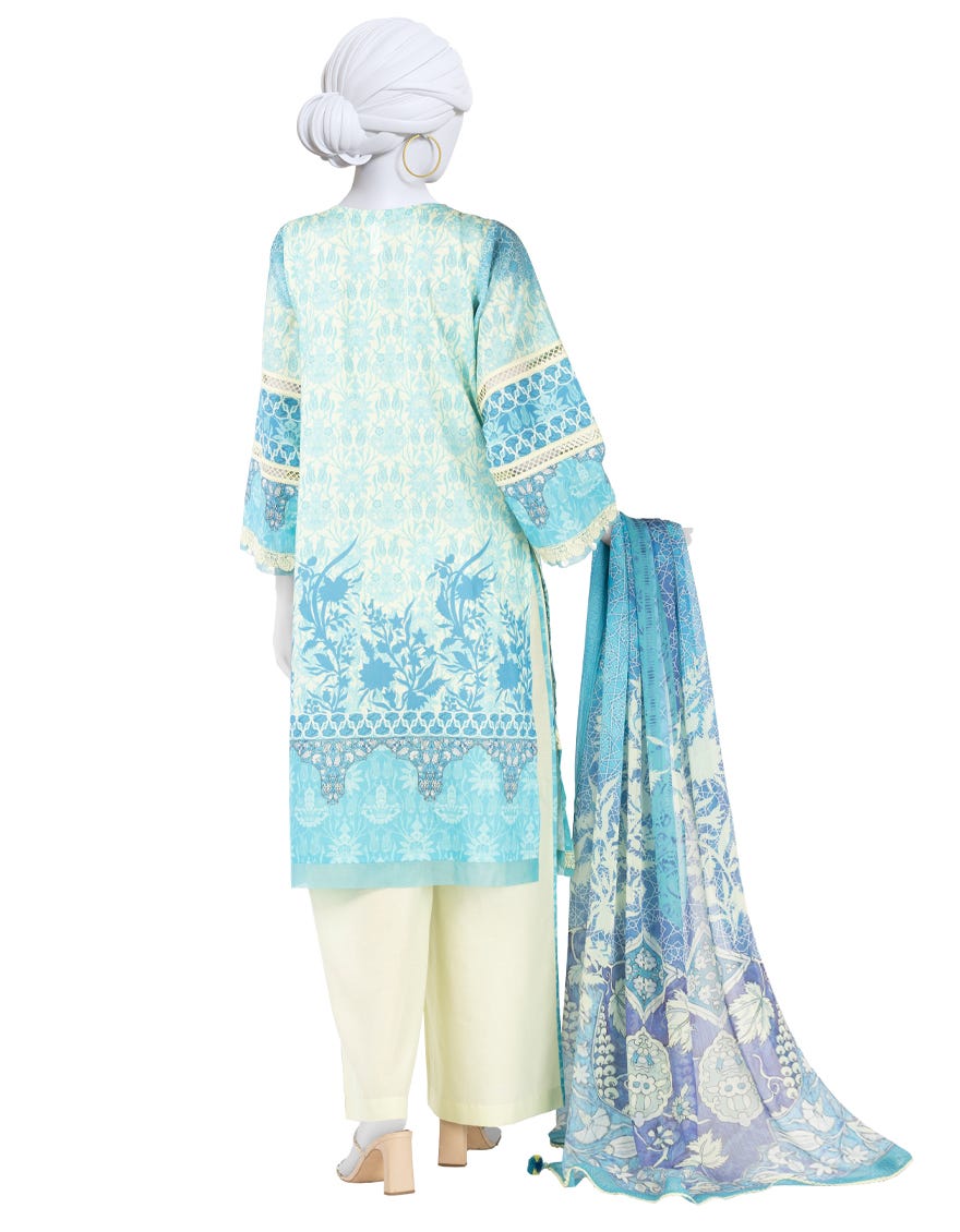 IVORY PRINTED LAWN UNSTITCHED 3PC