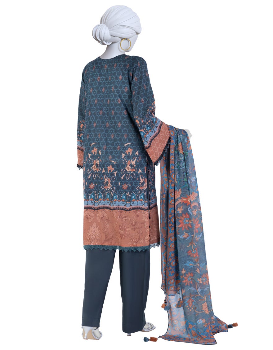 MULTICOLOR PRINTED LAWN UNSTITCHED 3PC